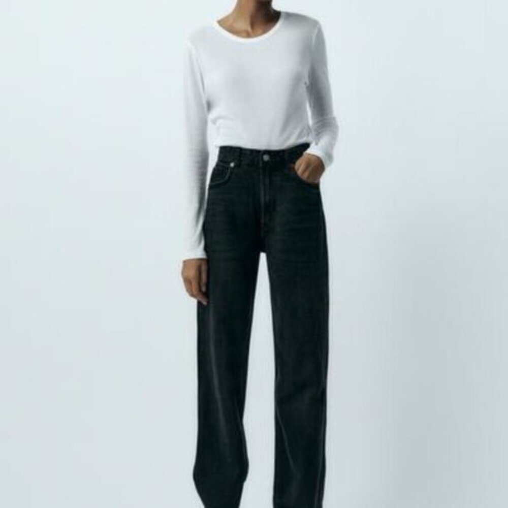 Zara Women's Black Dark Wash High Rise Denim Jeans Size 06
